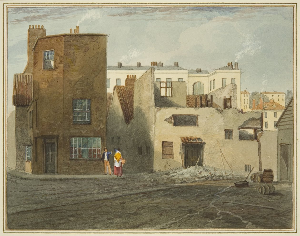 Zadní část ošetřovny, ukazující Whitson Street (tužka a akvarel na papíře) od Thomas Leeson the Elder Rowbotham