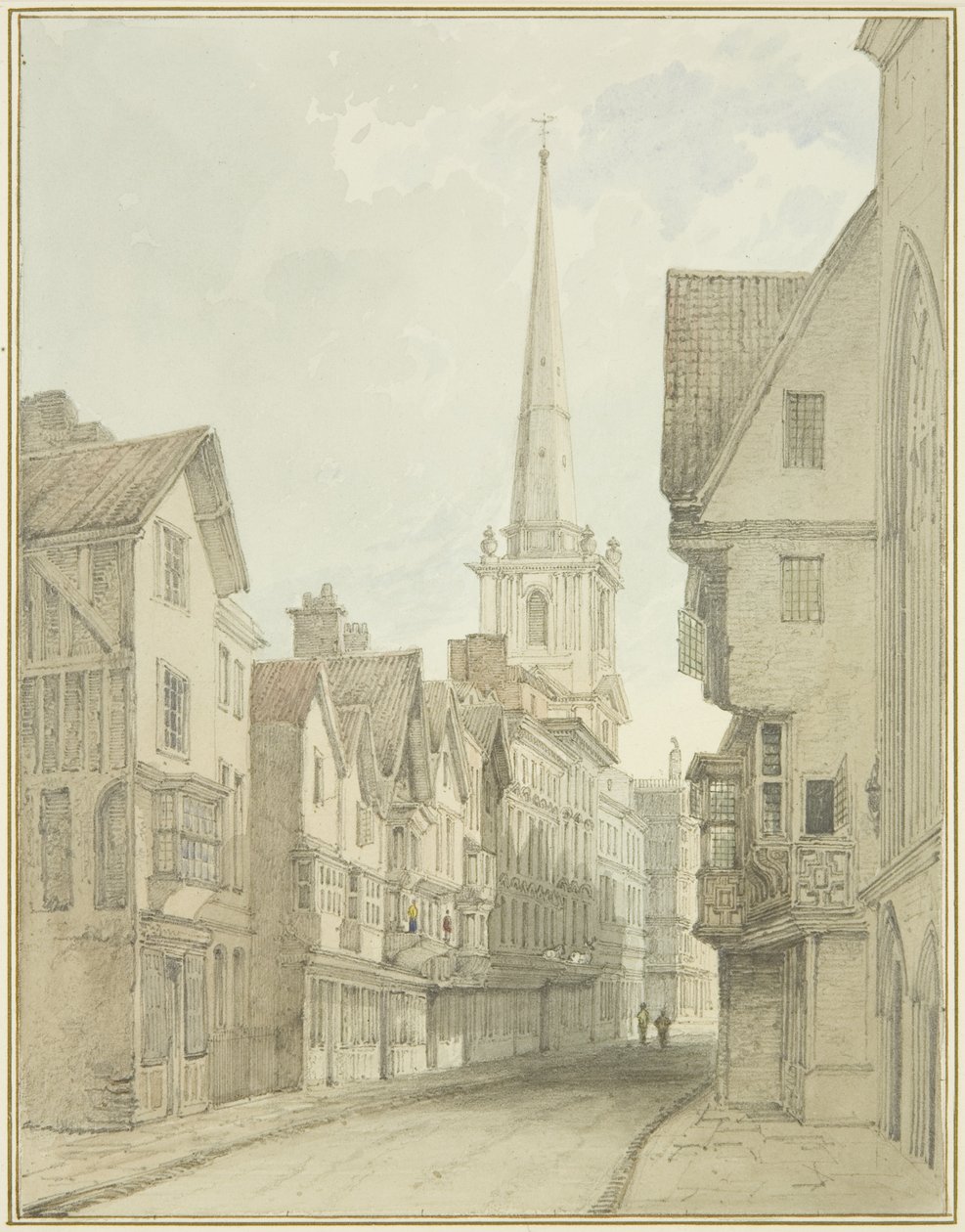 Široká ulice (akvarel na papíře) od Thomas Leeson the Elder Rowbotham