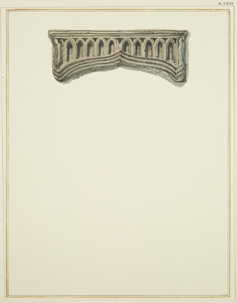 Řezba na schodišti v domě sousedícím s pasáží z Baldwin Street (akvarel na papíře) od Thomas Leeson the Elder Rowbotham