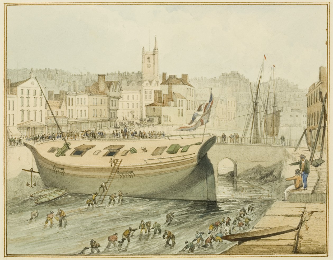 Čištění plovoucího přístavu, 1828 od Thomas Leeson the Elder Rowbotham