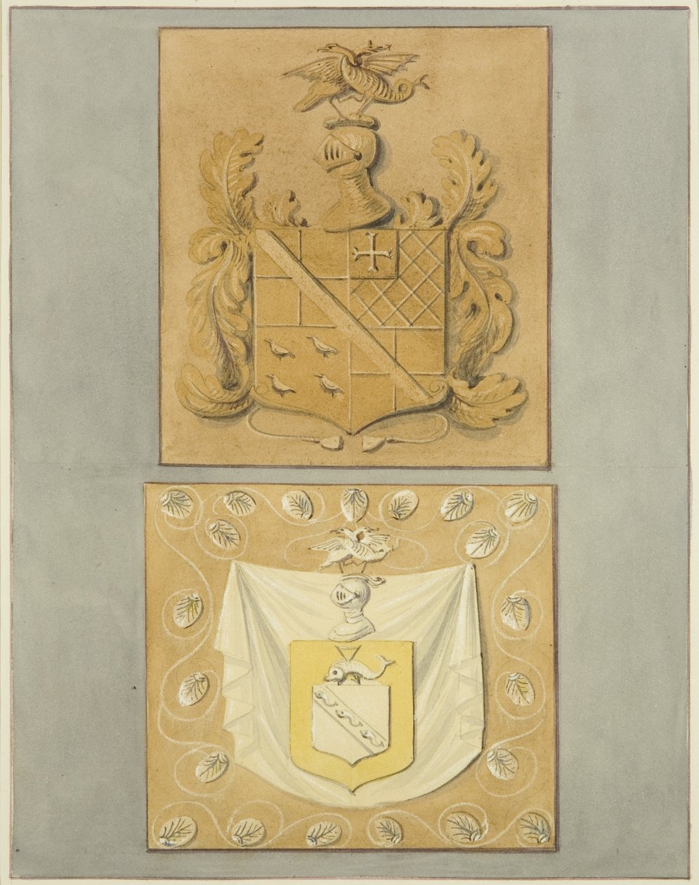 Erby na dveřích v Langton Mansion, na zadní straně (akvarel na papíře) od Thomas Leeson the Elder Rowbotham