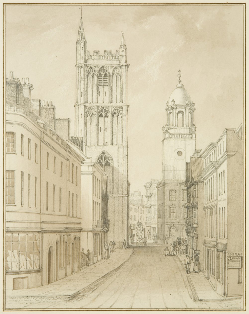 Corn Street (akvarel na papíře) od Thomas Leeson the Elder Rowbotham