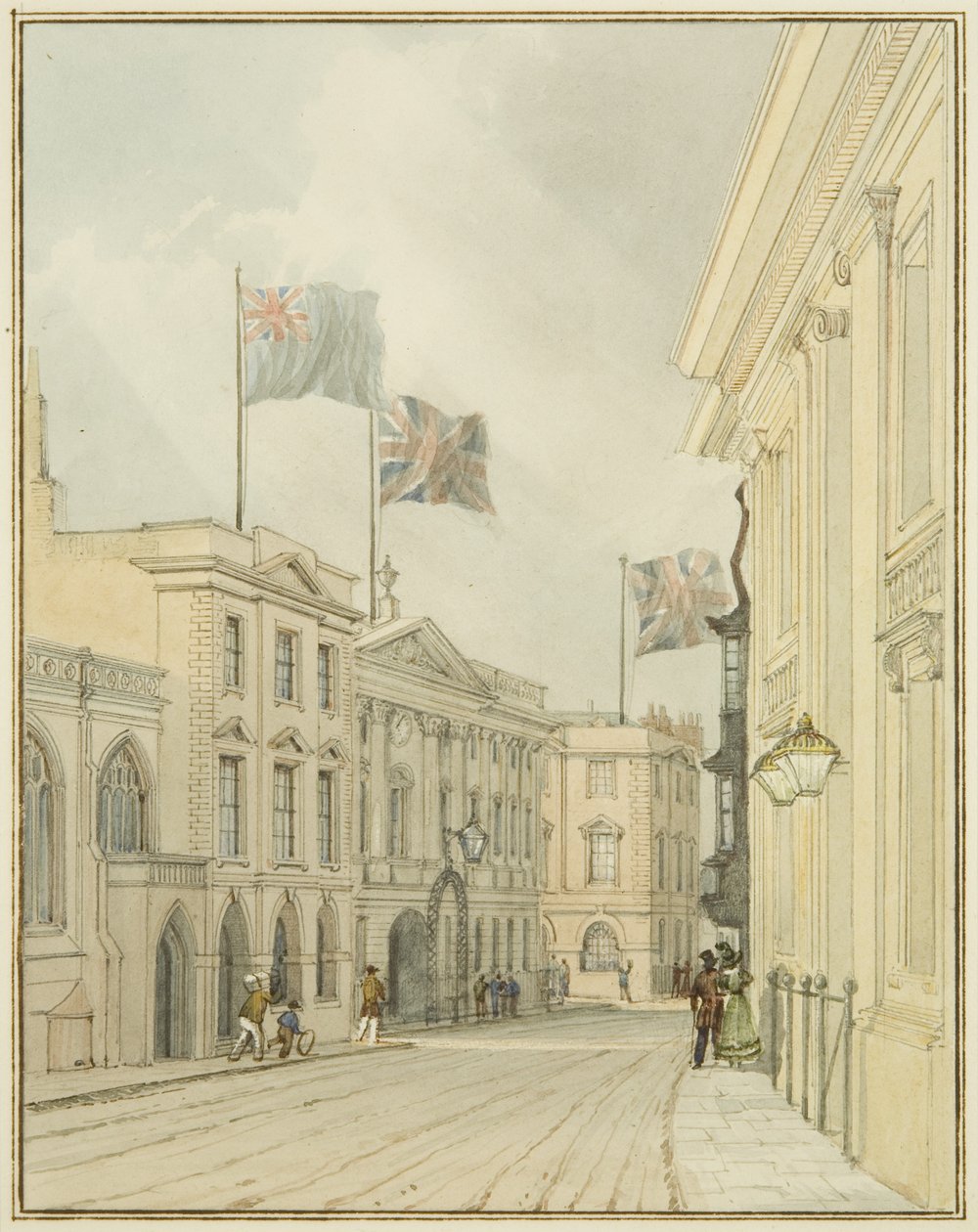 Corn Street z Council House (akvarel na papíře) od Thomas Leeson the Elder Rowbotham