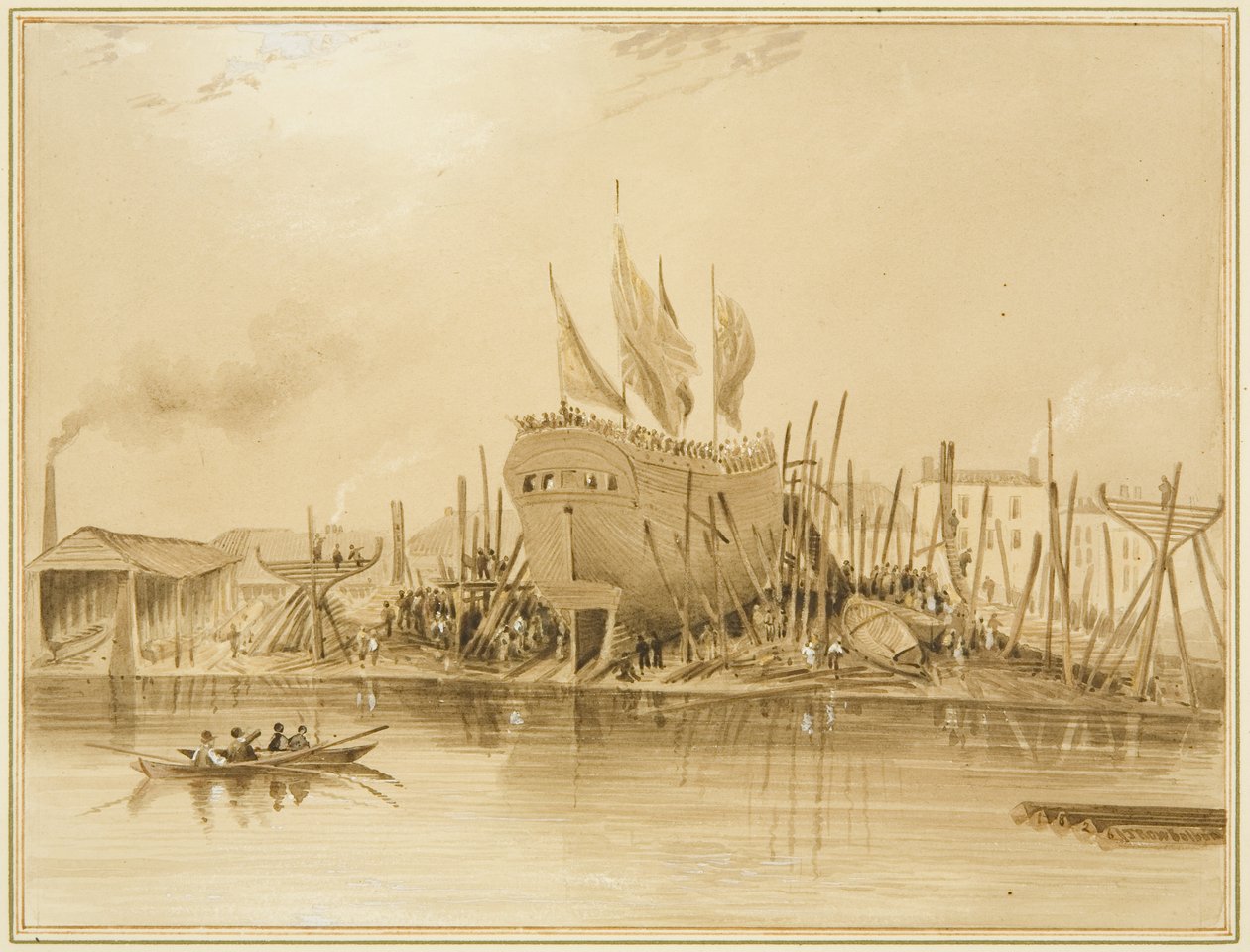 Eastern Wapping Dock, spuštění "Avon", 1826 od Thomas Leeson the Elder Rowbotham