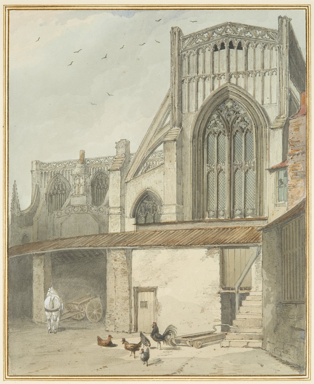 Konec severní příčné lodi St Mary Redcliffe (akvarel na papíře) od Thomas Leeson the Elder Rowbotham