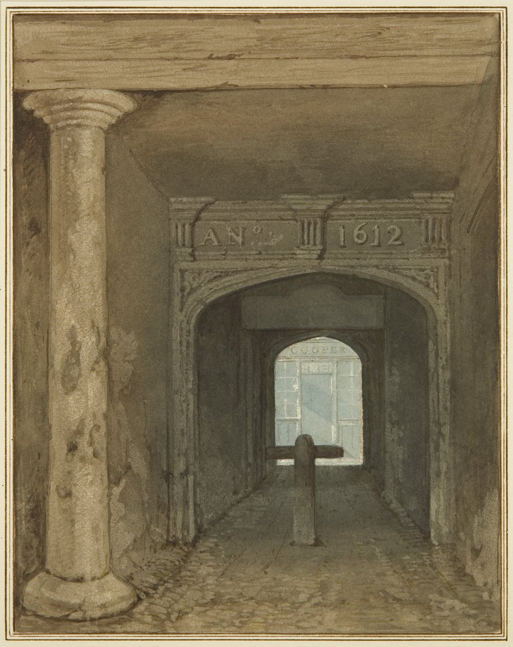 Guard House Passage, Wine Street (akvarel na papíře) od Thomas Leeson the Elder Rowbotham