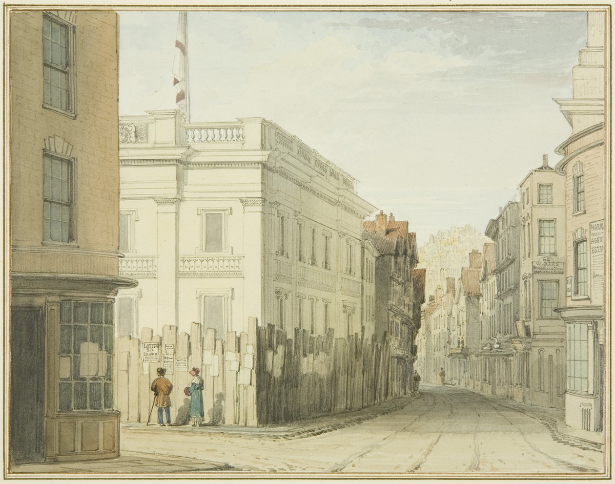 Pohled na Broad Street s New Council House (akvarel na papíře) od Thomas Leeson the Elder Rowbotham