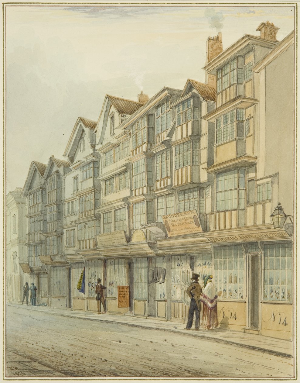 Při pohledu na Broad Street (akvarel na papíře) od Thomas Leeson the Elder Rowbotham