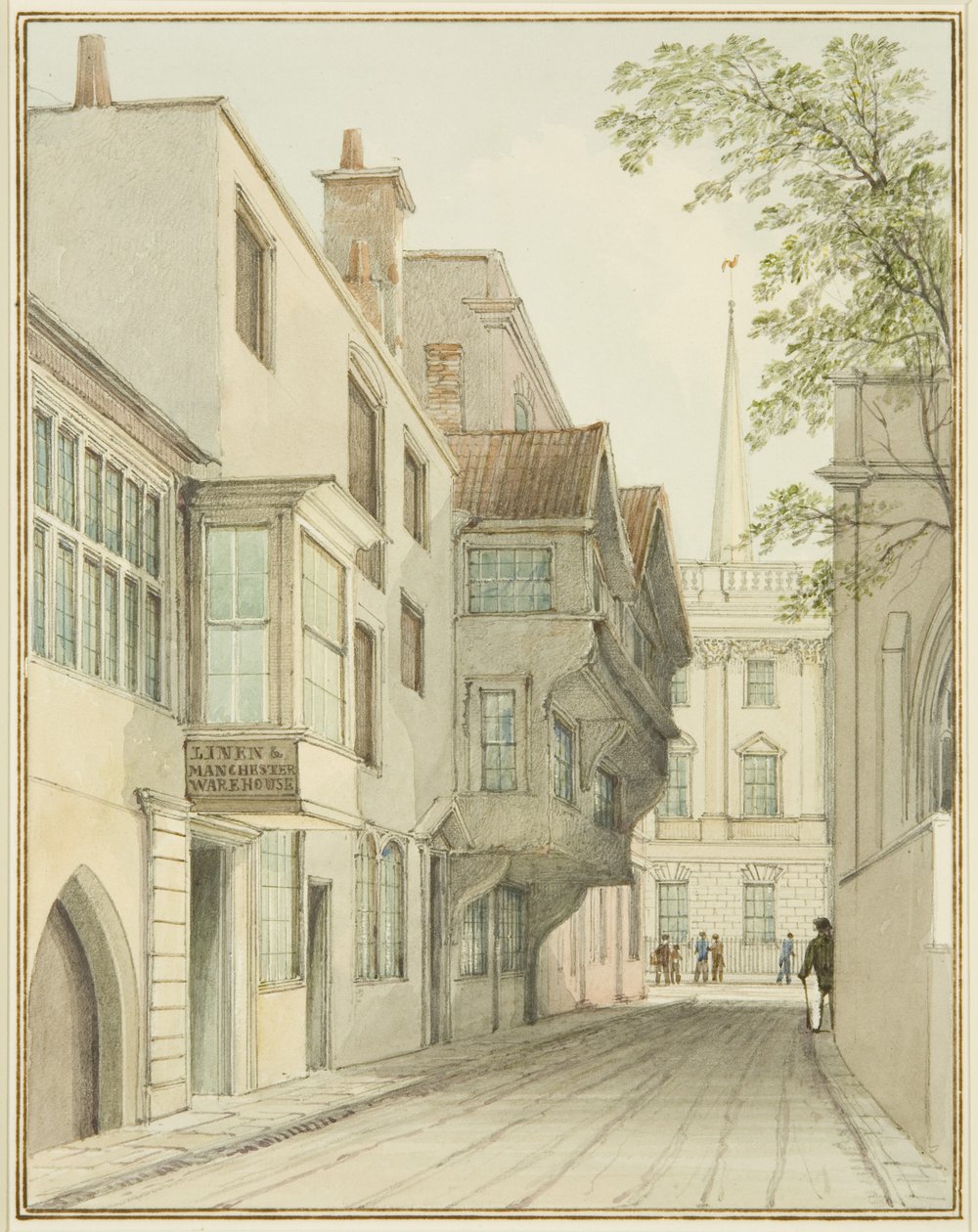 Pohled na Small Street směrem k burze (akvarel na papíře) od Thomas Leeson the Elder Rowbotham