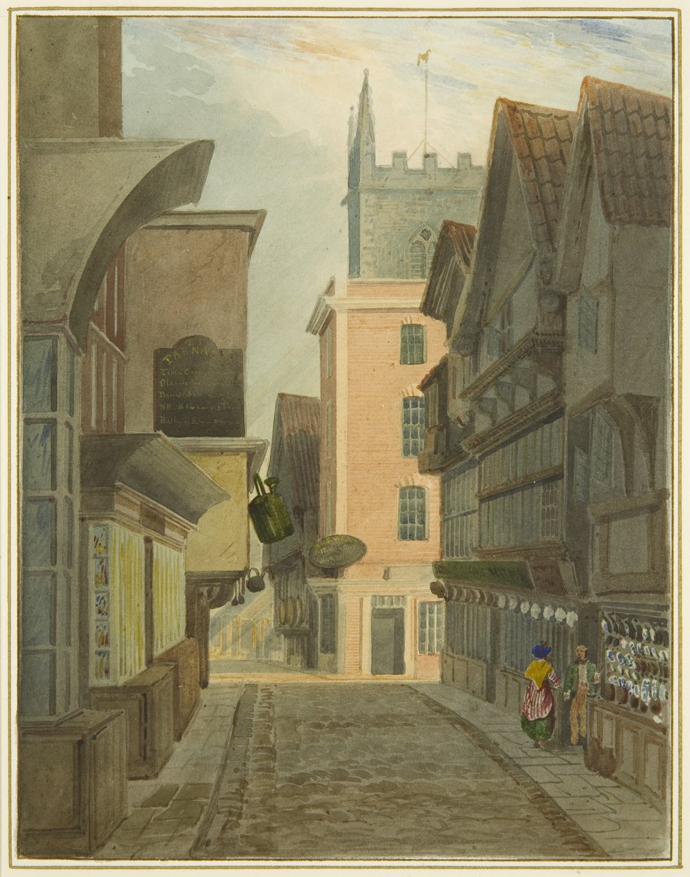 Mary-le-Port Street (akvarel na papíře) od Thomas Leeson the Elder Rowbotham