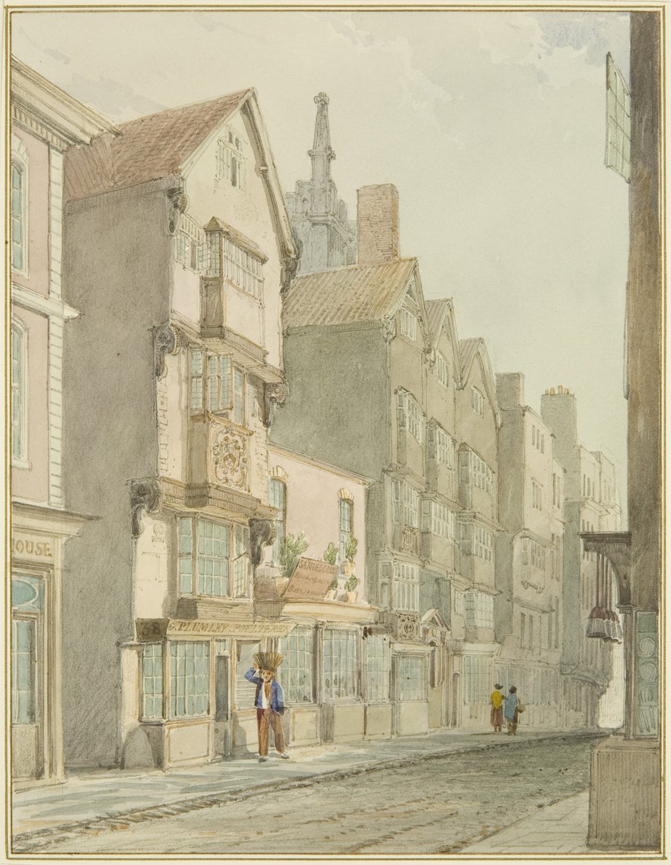 Mary-le-Port Street (akvarel na papíře) od Thomas Leeson the Elder Rowbotham
