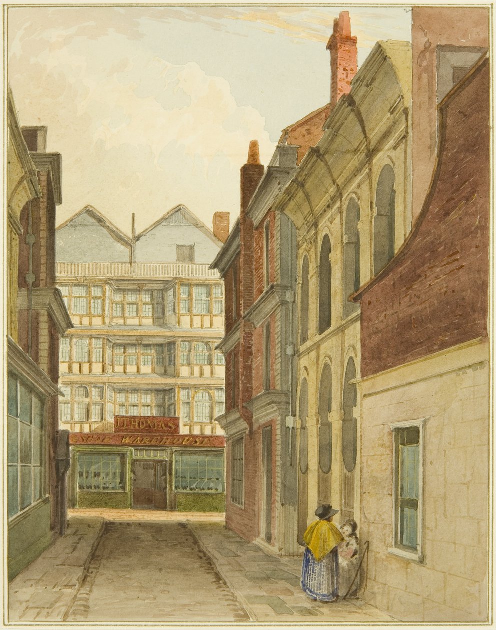 Mary-le-Port Street při pohledu ze sýrového trhu (akvarel na papíře) od Thomas Leeson the Elder Rowbotham