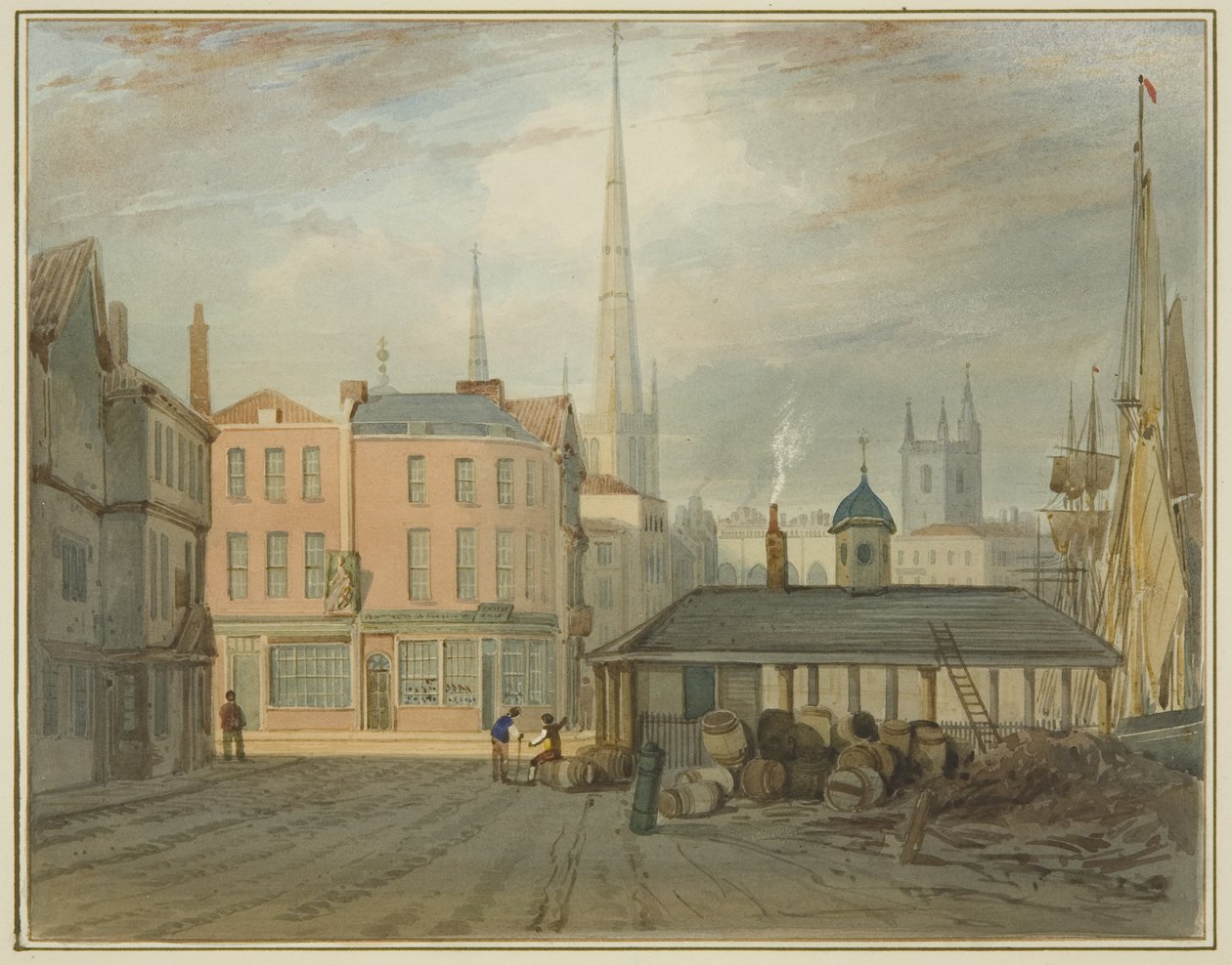 North East End of King Street, ukazující Welsh Market (akvarel na papíře) od Thomas Leeson the Elder Rowbotham