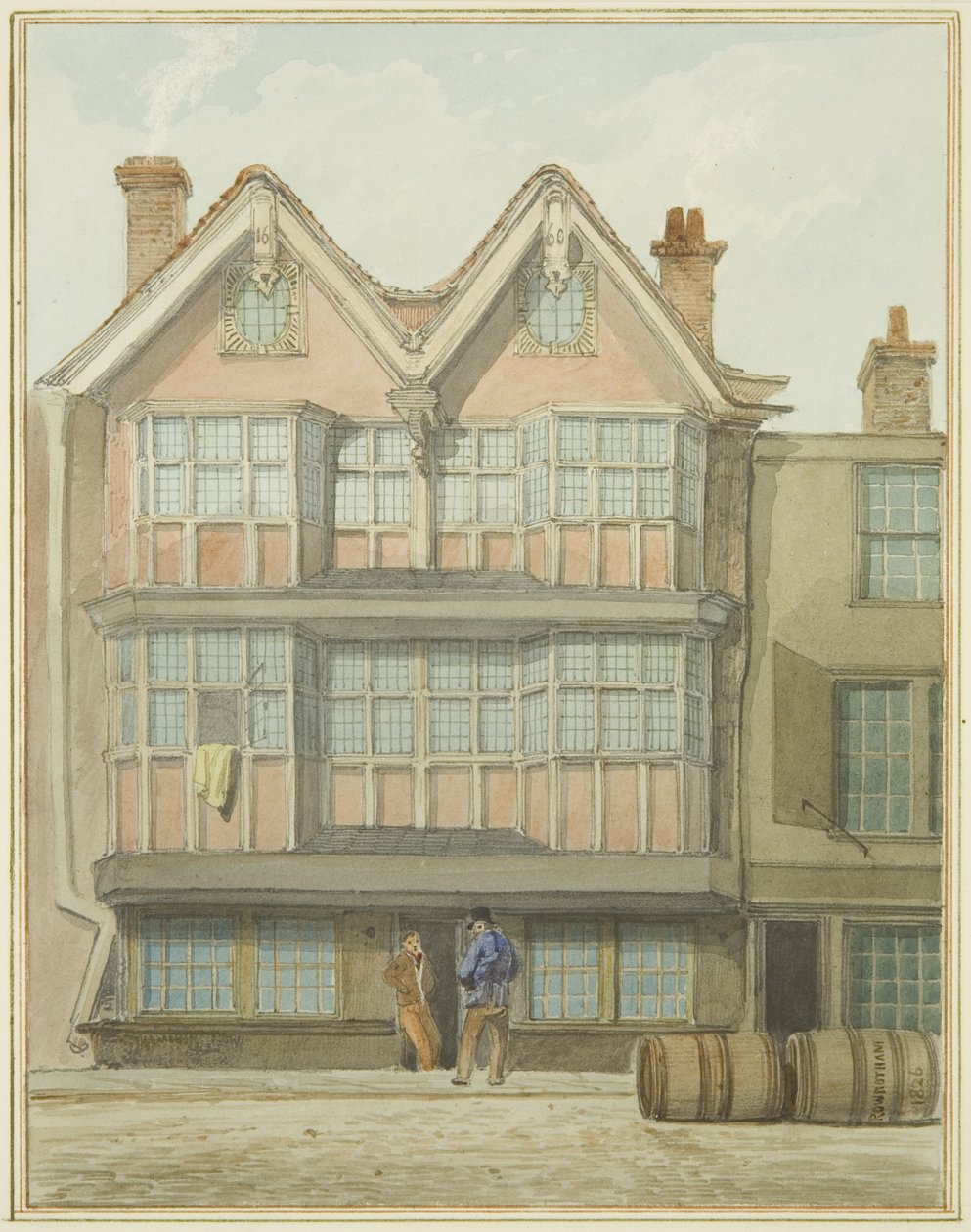 Staré domy ve West Side, Marsh Street (akvarel na papíře) od Thomas Leeson the Elder Rowbotham