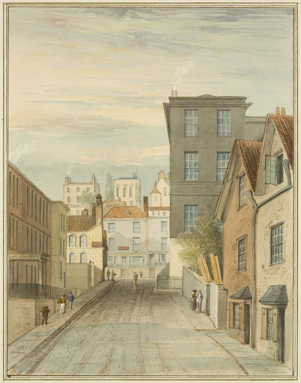 Část Magdalen (Dolní Maudlin) Lane ukazující ošetřovnu (tužka a akvarel na papíře) od Thomas Leeson the Elder Rowbotham