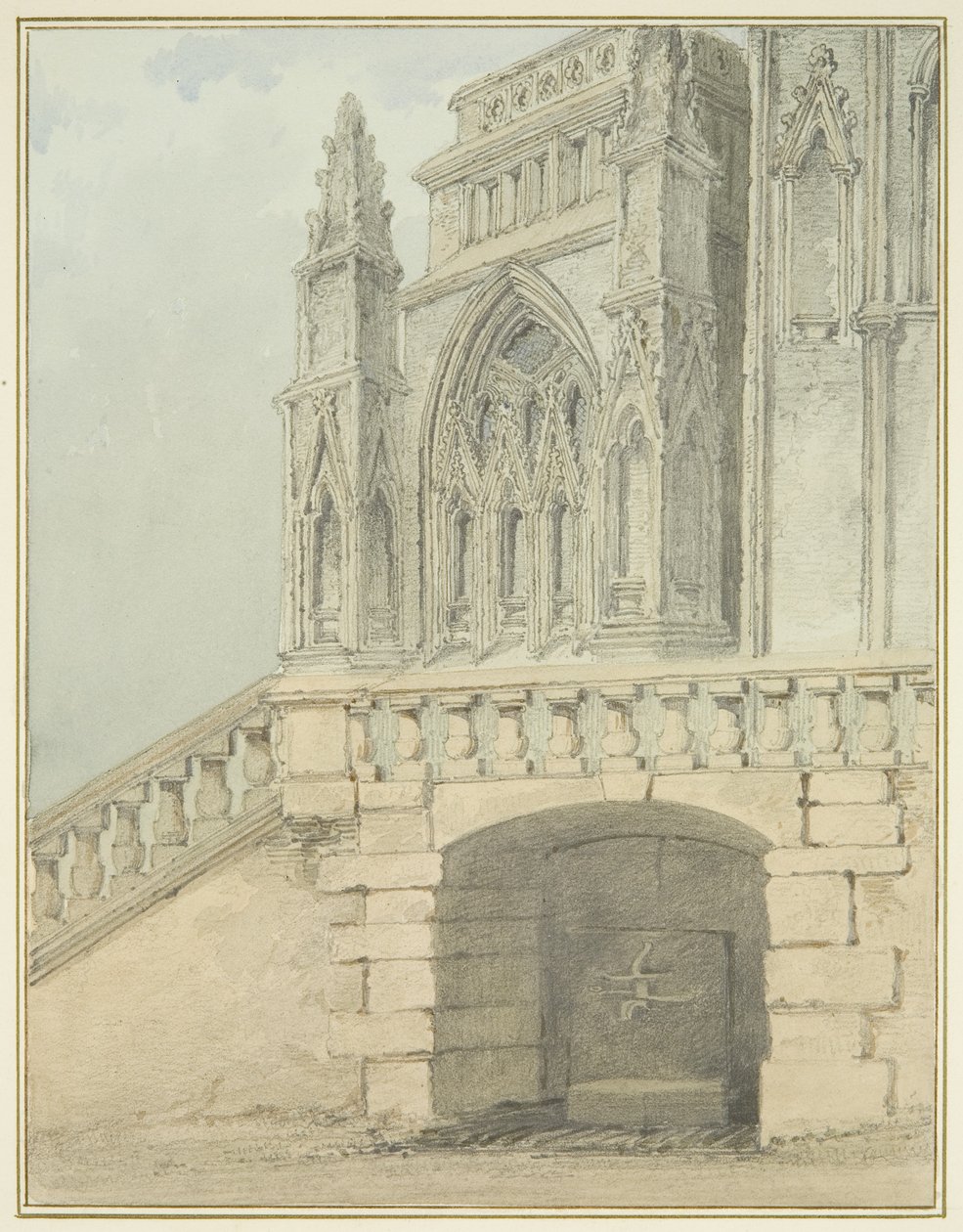 Redcliffe Conduit a část North Porch (akvarel na papíře) od Thomas Leeson the Elder Rowbotham