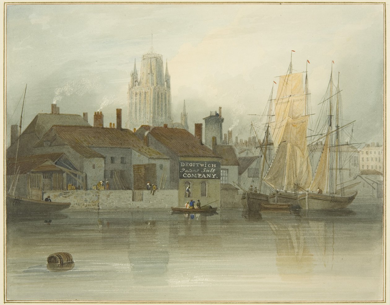 Redcliffe Tower and Back from Ferry Slip, Queen Square, 1826 od Thomas Leeson the Elder Rowbotham