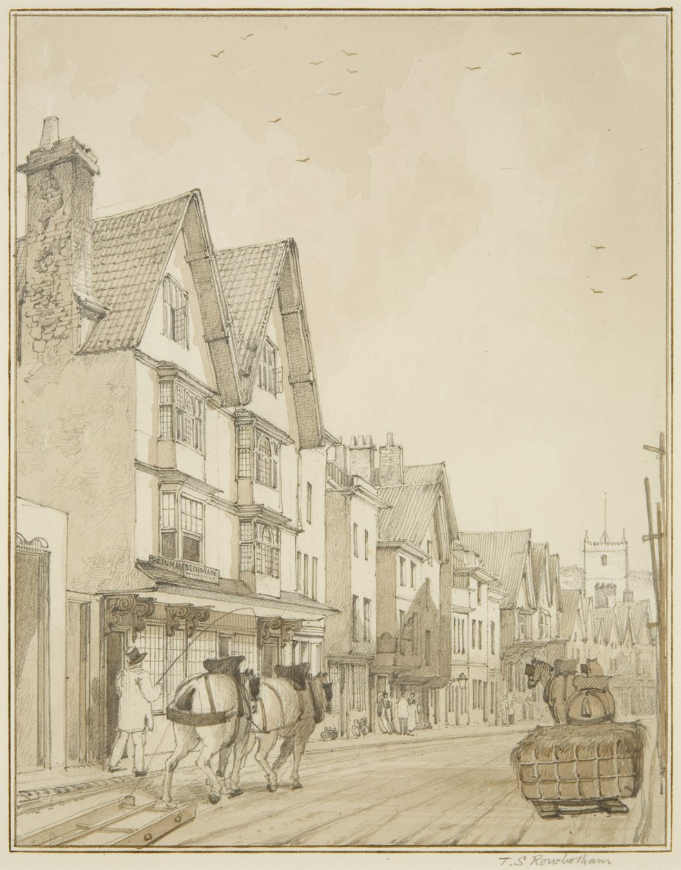 Temple Street, při pohledu na sever (tužka a akvarel na papíře) od Thomas Leeson the Elder Rowbotham