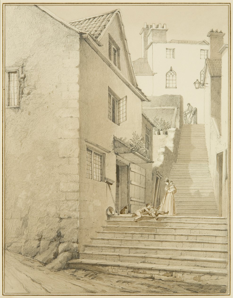 Kroky spojující Griffin Lane a Church Lane (akvarel na papíře) od Thomas Leeson the Elder Rowbotham