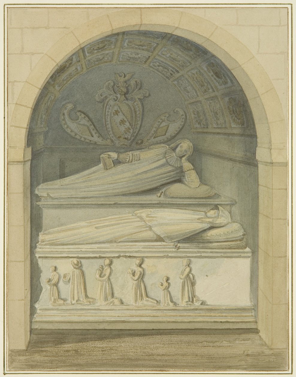 Hrob Hugha Browna na hřbitově kostela svatého Jana (akvarel na papíře) od Thomas Leeson the Elder Rowbotham