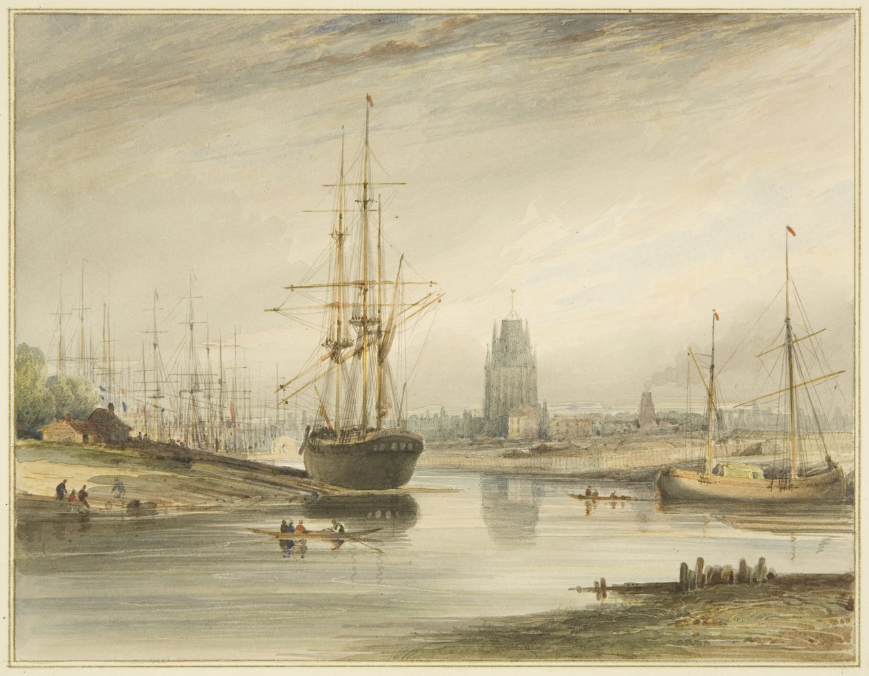 Pohled při pohledu na řeku, pořízený zpod Rope Walk and Wapping, c.1804 od Thomas Leeson the Elder Rowbotham