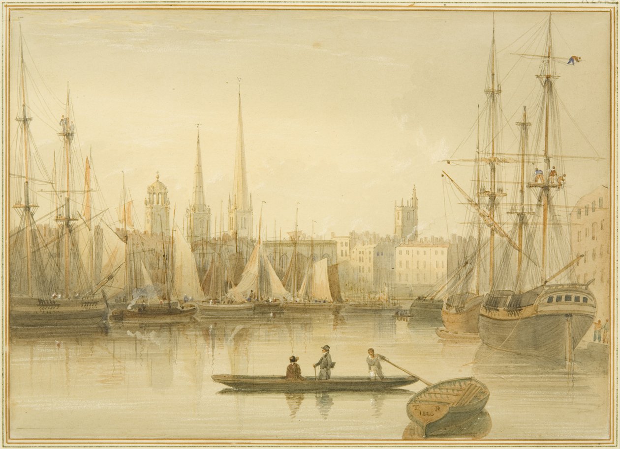 Pohled na plovoucí přístav z Redcliffe Back Ferry od Thomas Leeson the Elder Rowbotham