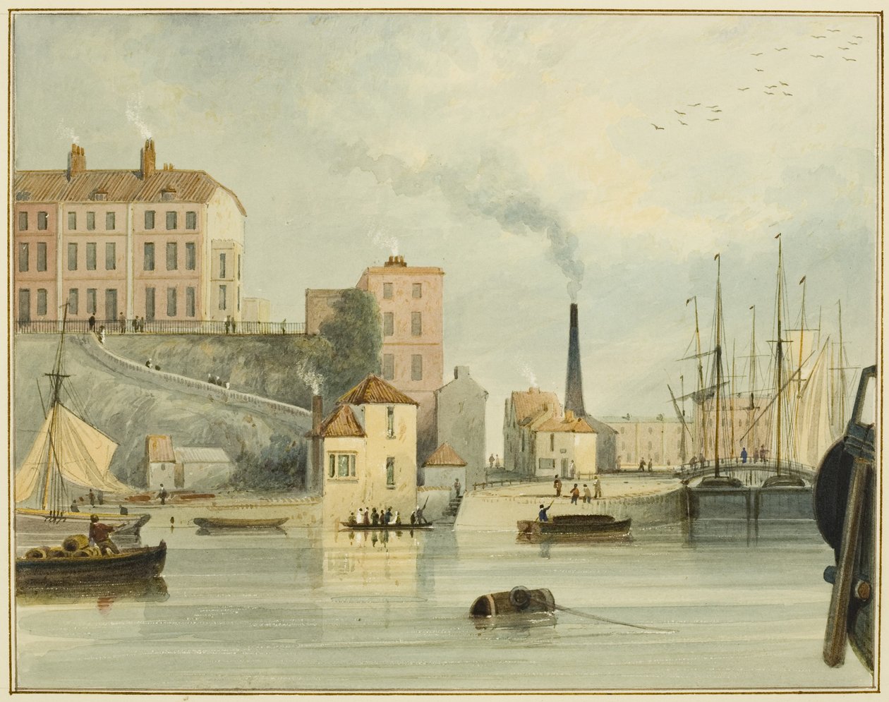 West End of Redcliffe Parade, ukazující vstupní brány do Bathurst Basin od Thomas Leeson the Elder Rowbotham