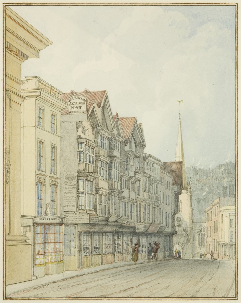 Západní strana Broad Street (akvarel na papíře) od Thomas Leeson the Elder Rowbotham