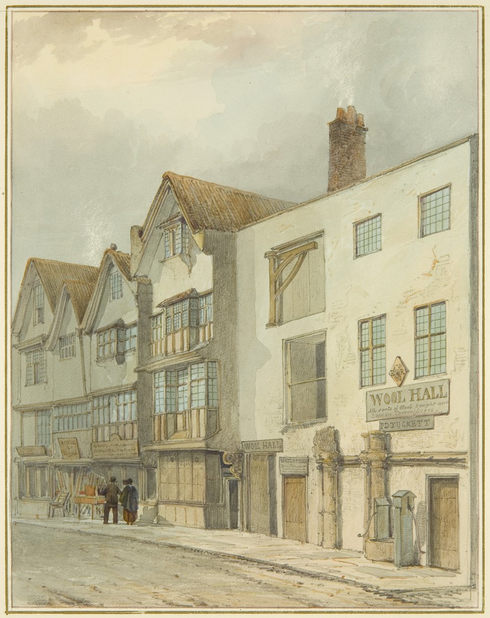 Wool Hall v Thomas Street (akvarel na papíře) od Thomas Leeson the Elder Rowbotham