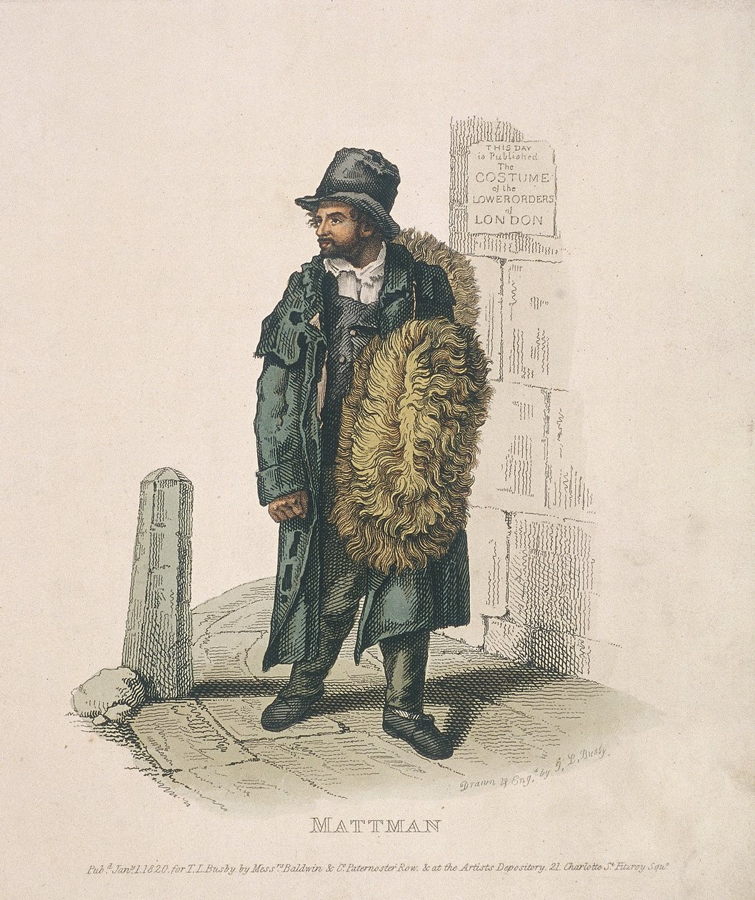 Matt prodejce nesoucí své zboží na rameni, 1820 od Thomas Lord Busby