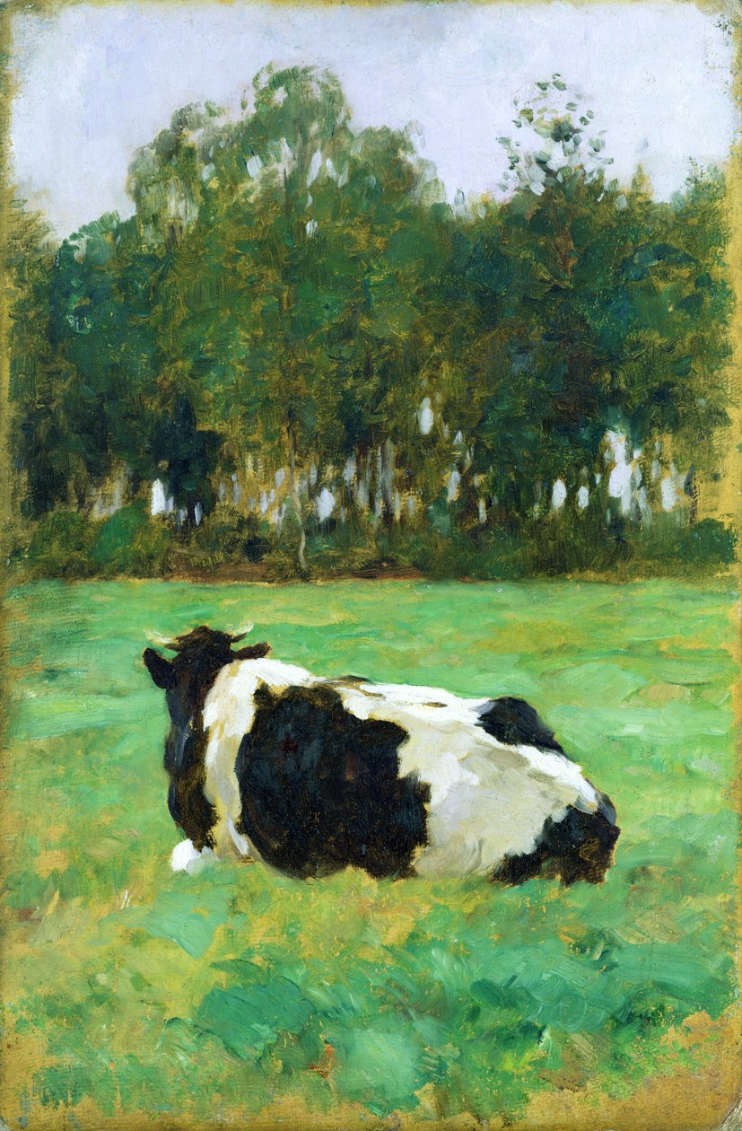 Kráva na louce (olej na kartonu) od Thomas Ludwig Herbst