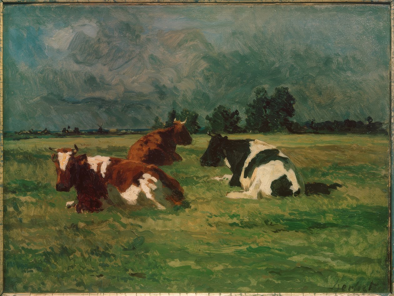 Tři krávy na pastvině od Thomas Ludwig Herbst
