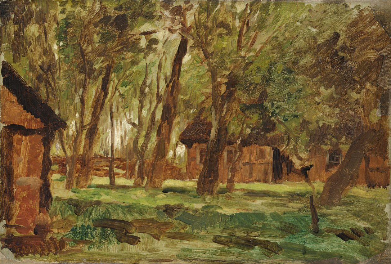Statek pod stromy (olej na papíře) od Thomas Ludwig Herbst