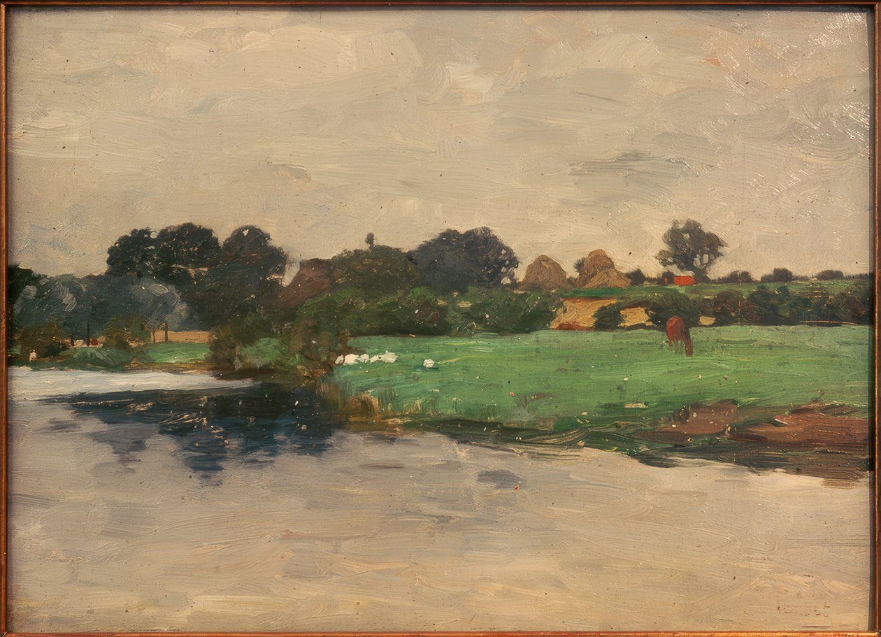 Říční krajina poblíž Hamburku od Thomas Ludwig Herbst