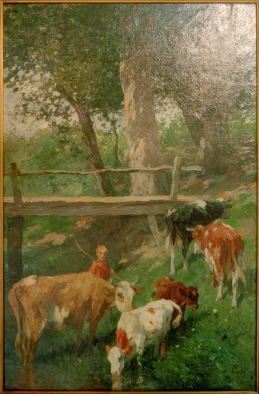 Pastýř s krávami od Thomas Ludwig Herbst