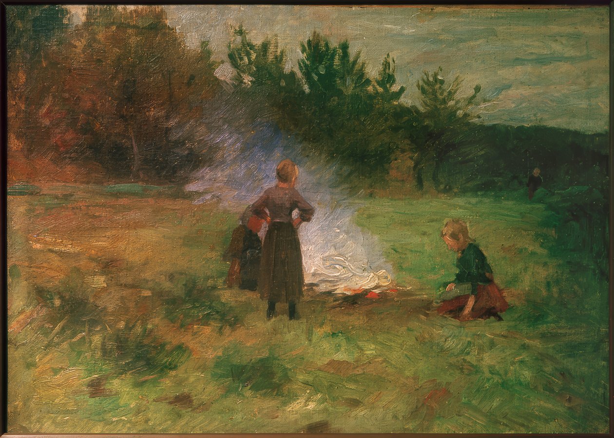 Dívky kolem táboráku od Thomas Ludwig Herbst