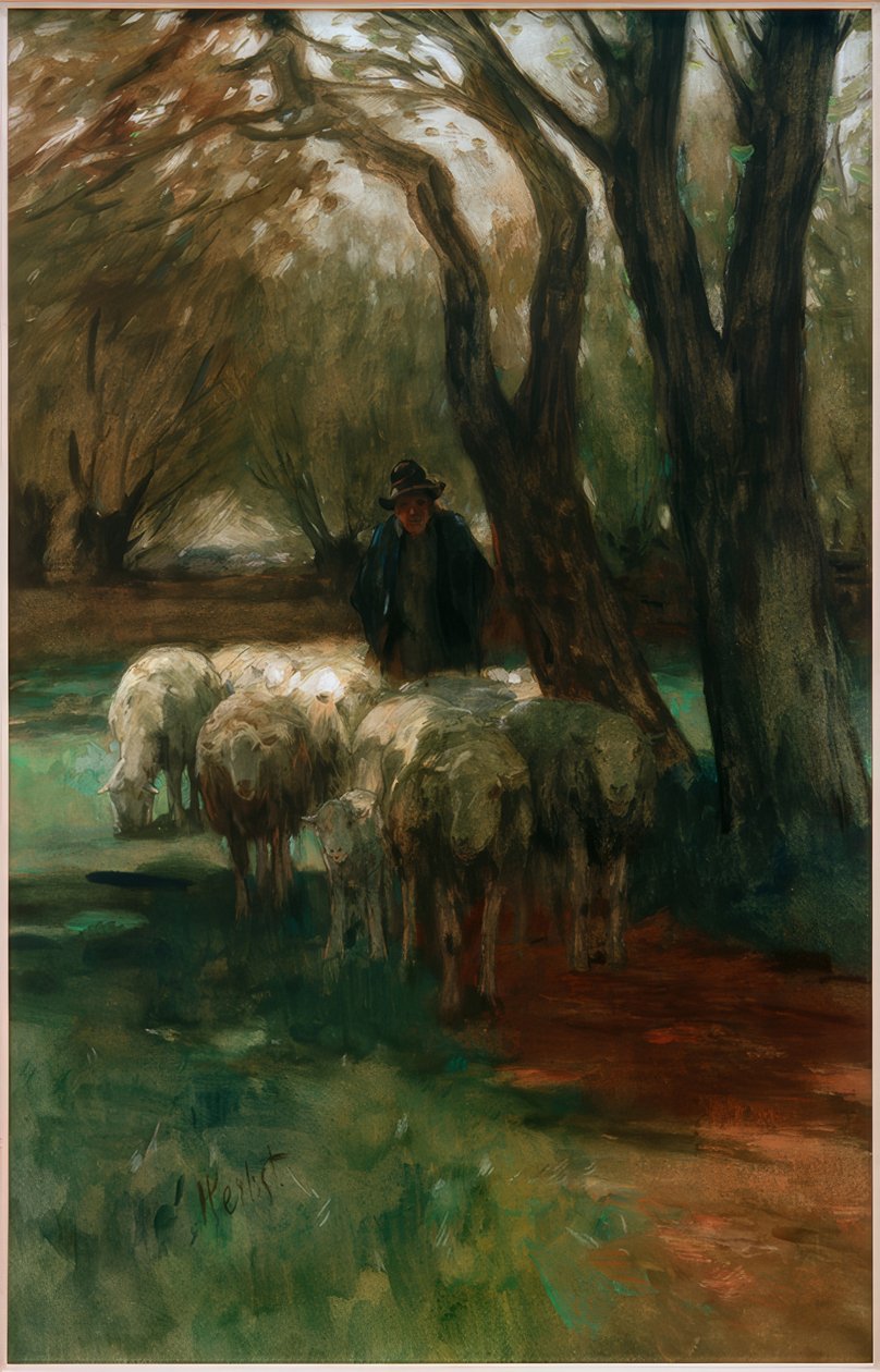 Pastýř se stádem od Thomas Ludwig Herbst