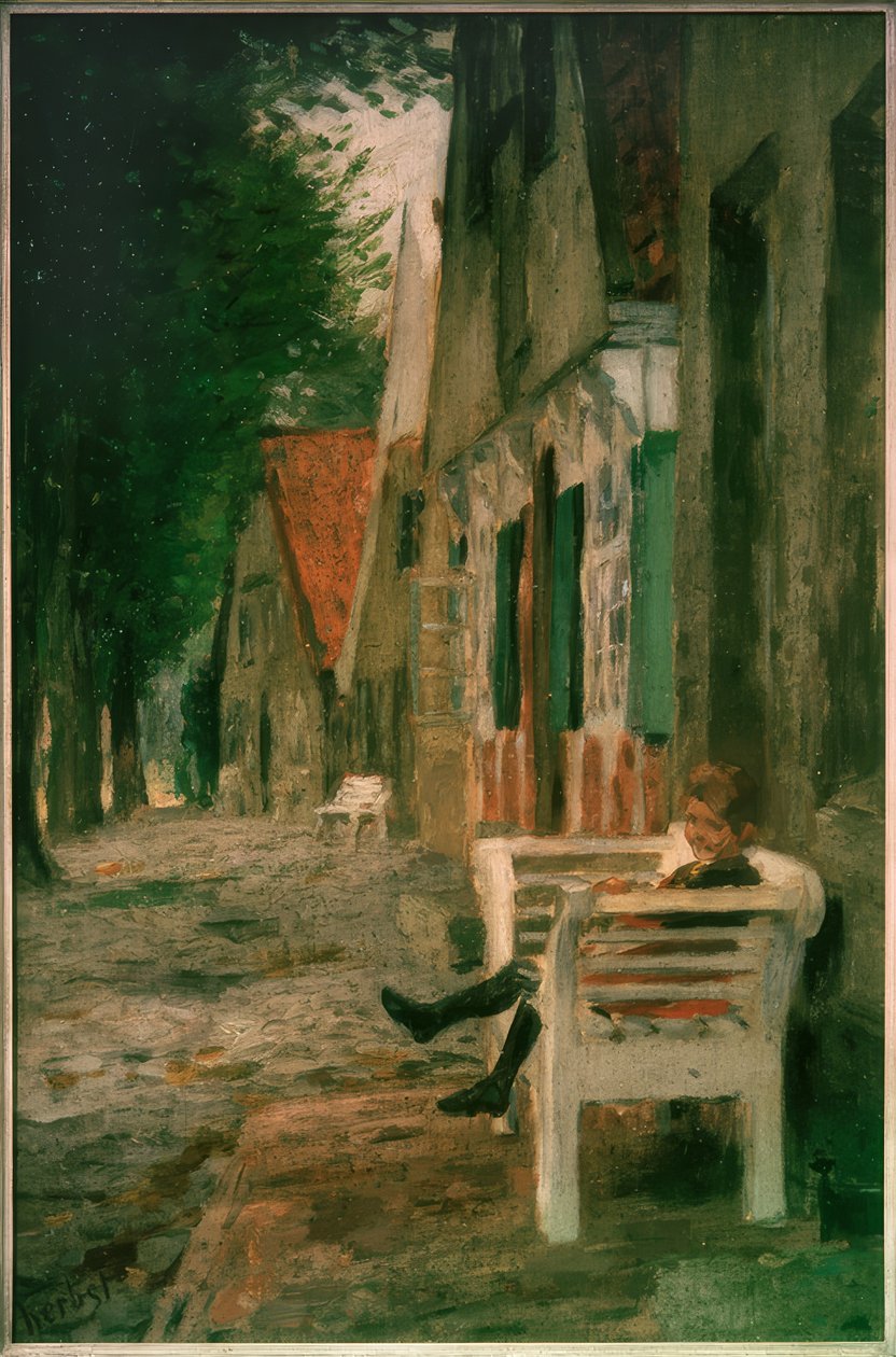Ulice s dívkami na lavičce od Thomas Ludwig Herbst