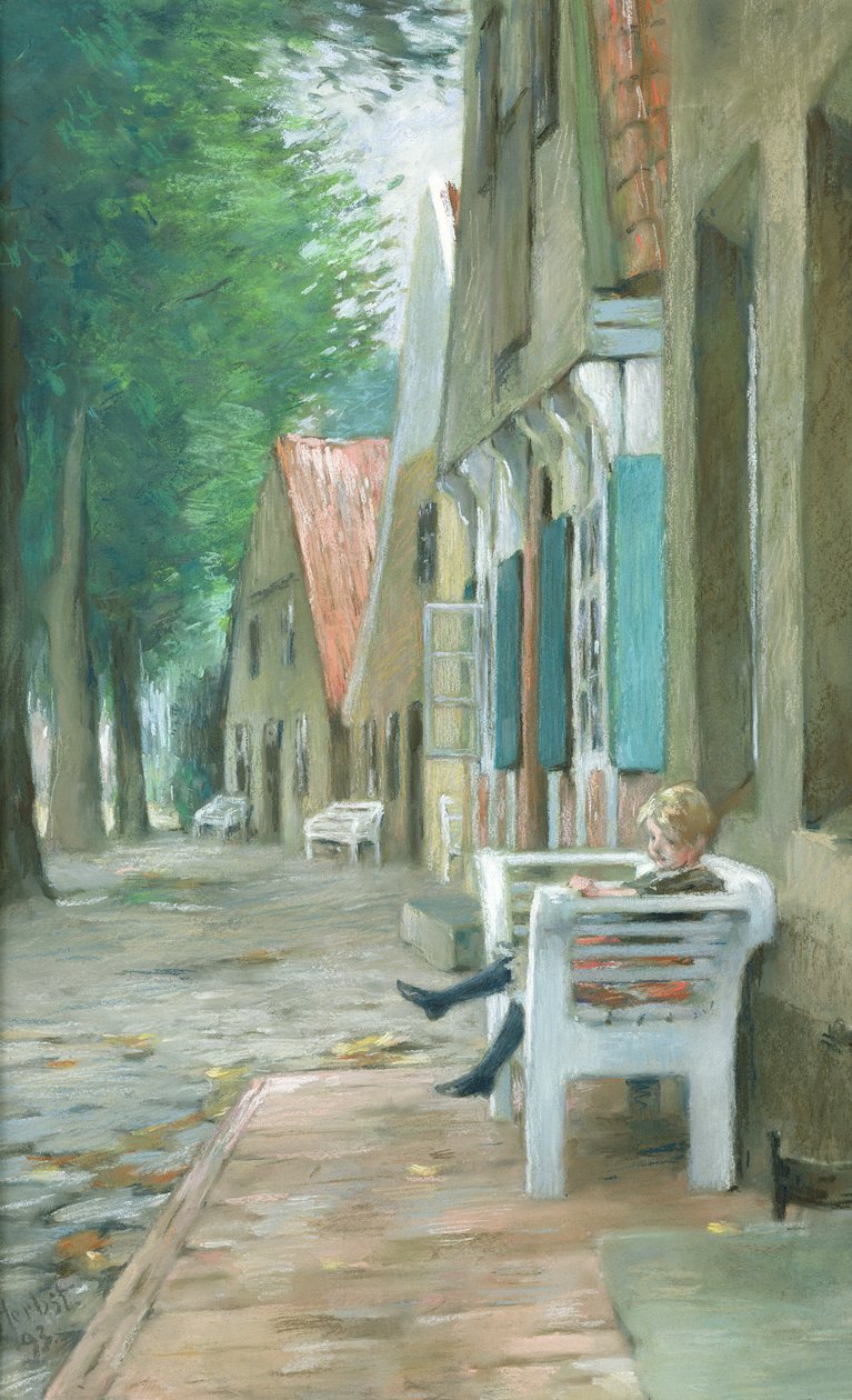 Ulice v Altenbruchu, 1893 (pastel na papíře) od Thomas Ludwig Herbst