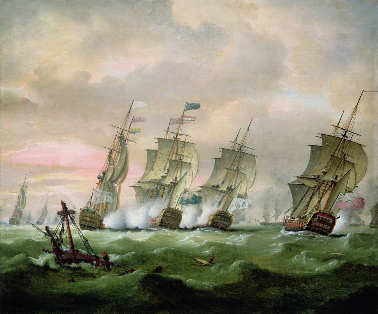 Admirál Sir Edward Hawke porazil admirála M. de Conflans v Biskajském zálivu od Thomas Luny