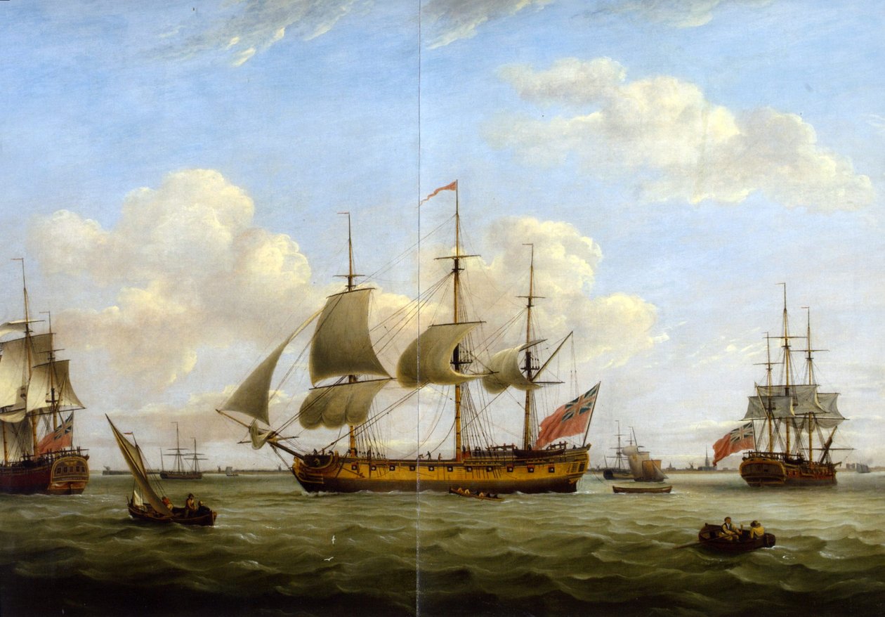 HMS Maria Anna-Earl of Chatham- Achilles-Thomas Luny od Thomas Luny