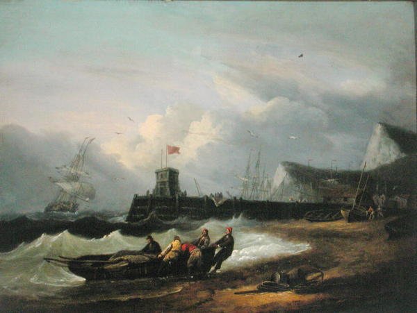 Vytažení člunu na břeh z přístavu Dover od Thomas Luny