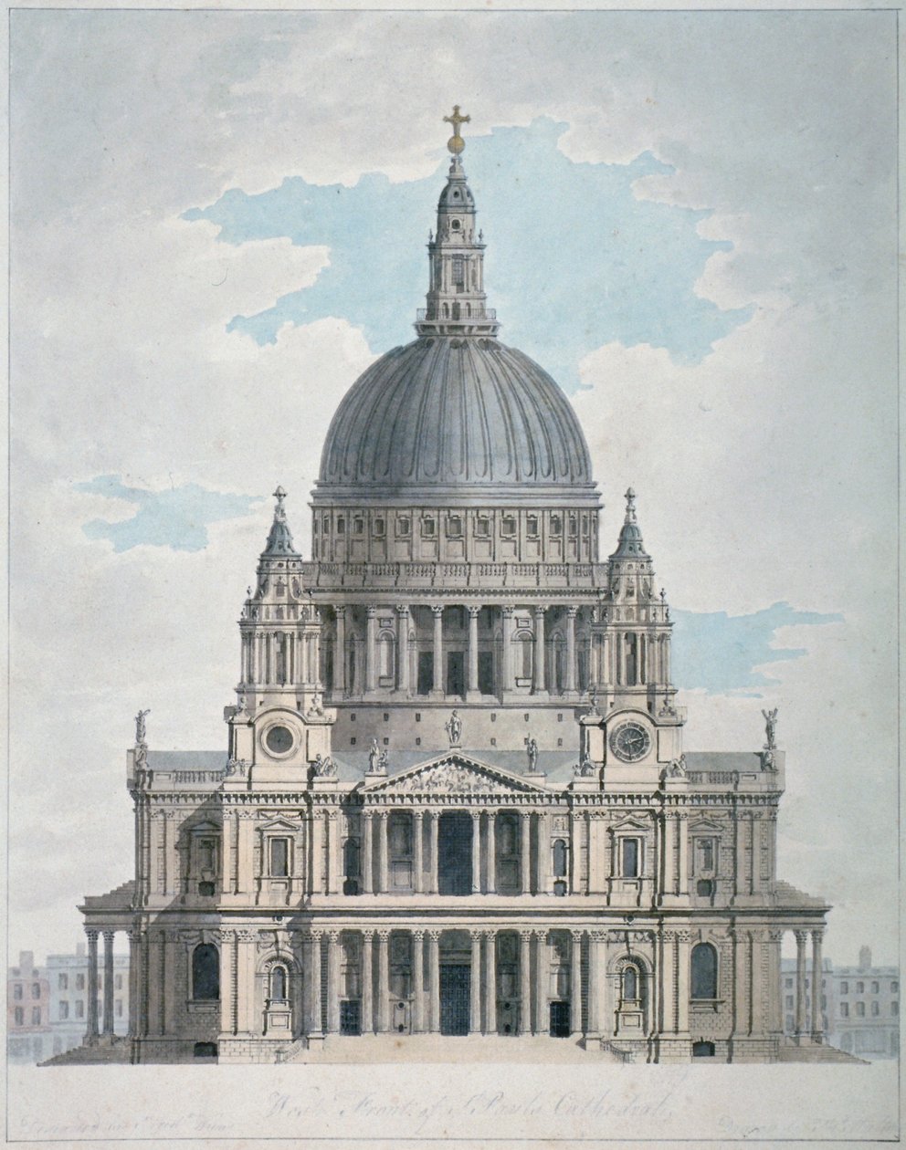 Západní fronta katedrály svatého Pavla, City of London, 1780 od Thomas Malton II