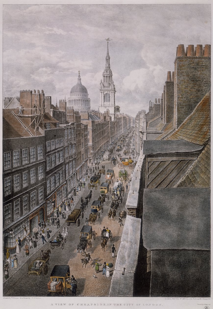 Cheapside, Londýn, 1823 od Thomas Mann Baynes