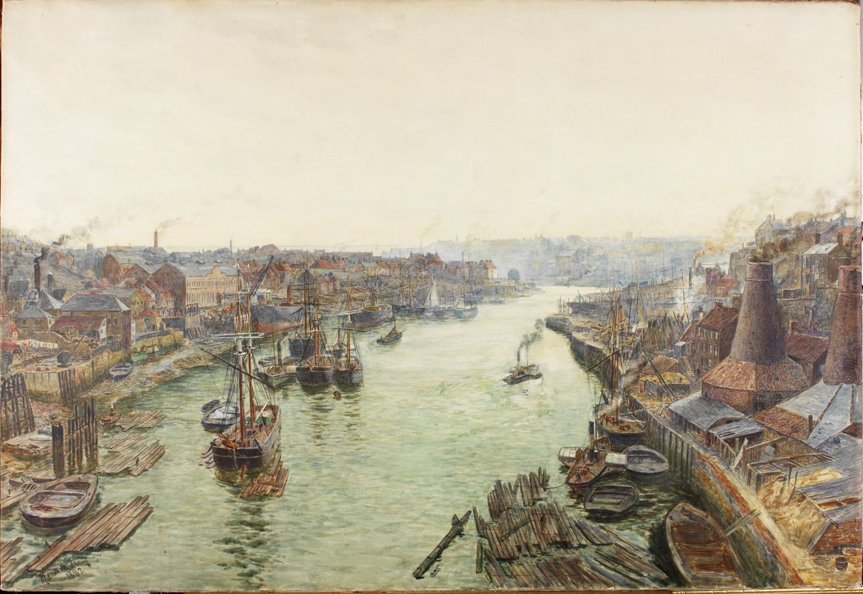 Sunderland, Holmes Wharf (akvarel (zvýšený bílou) a škrábání na papíře) od Thomas Marie Madawaska Hemy