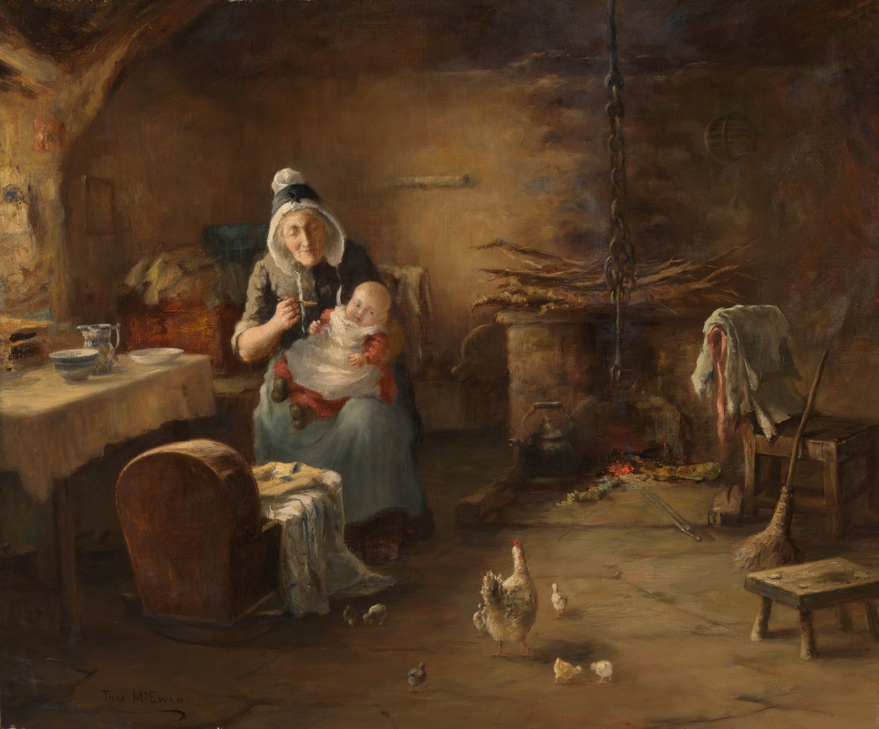 Interiér selské chalupy (olej na plátně) od Thomas McEwan