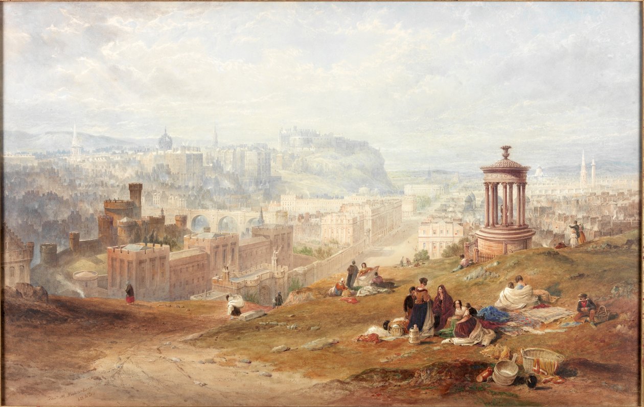 Edinburgh z Calton Hills (akvarel na papíře) od Thomas Miles Richardson