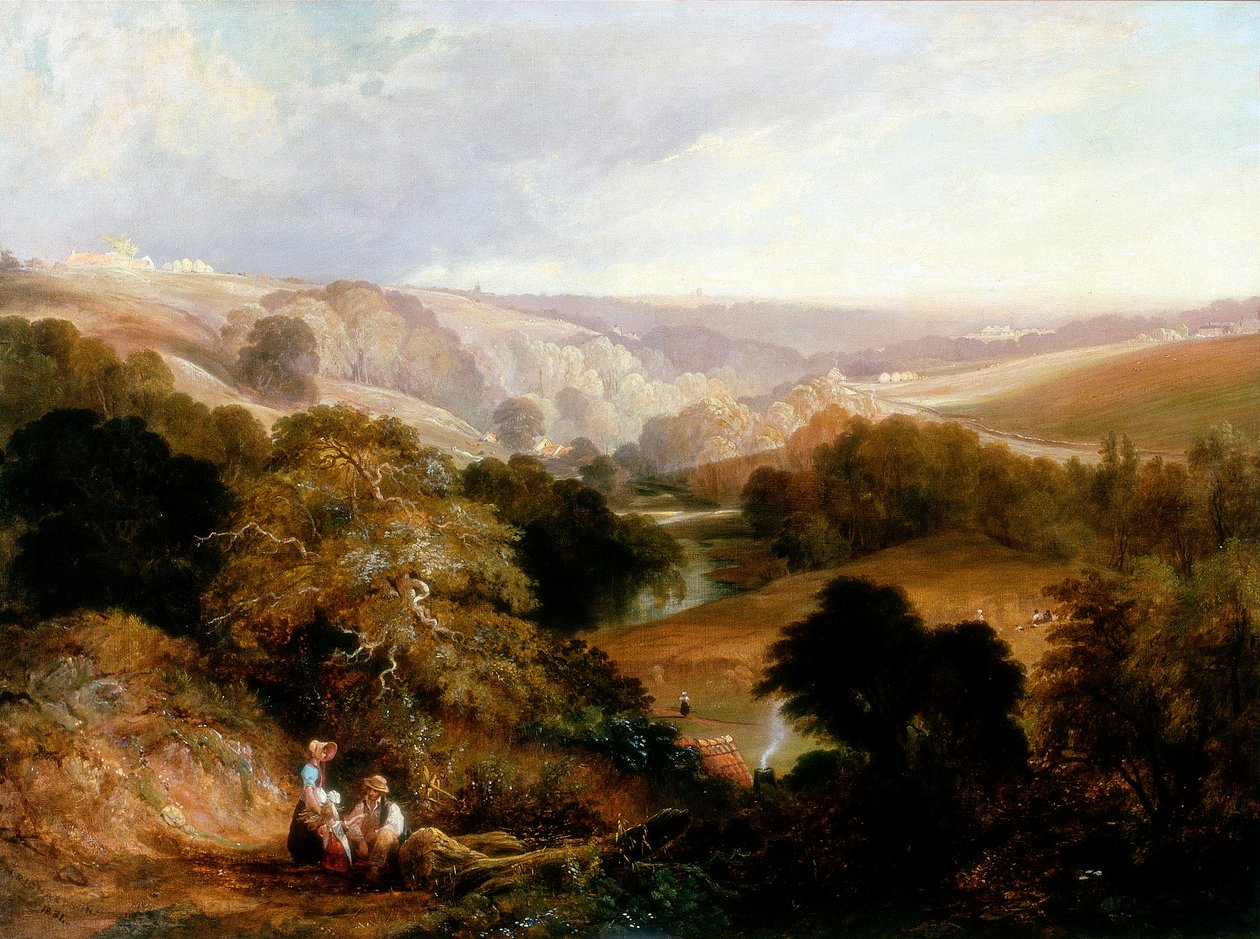 Večerní pohled na Heaton Dene, Lancashire, z Eminence poblíž Mable