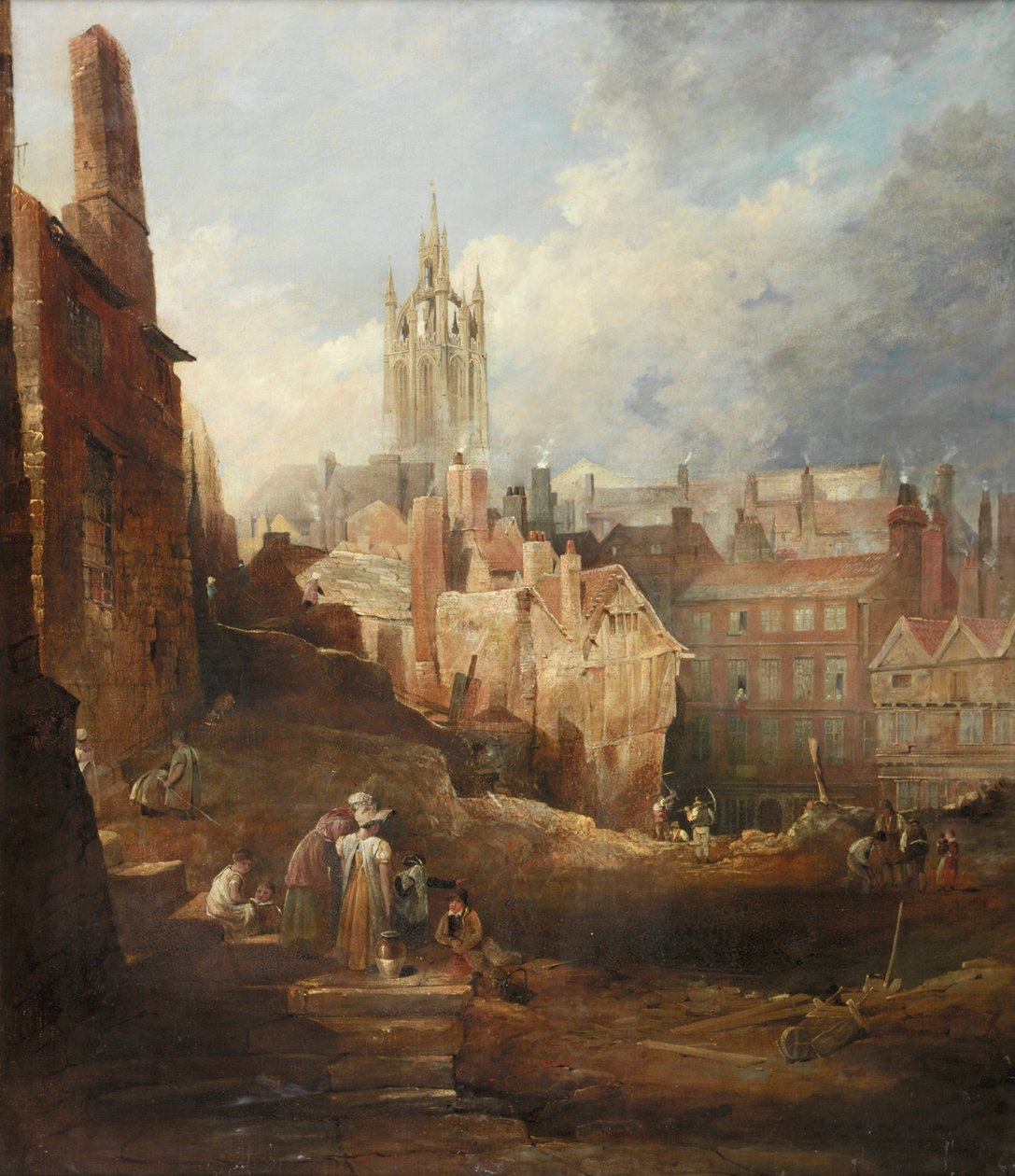 Vykopávky pro High Level Bridge, Newcastle upon Tyne, c.1846 od Thomas Miles Richardson