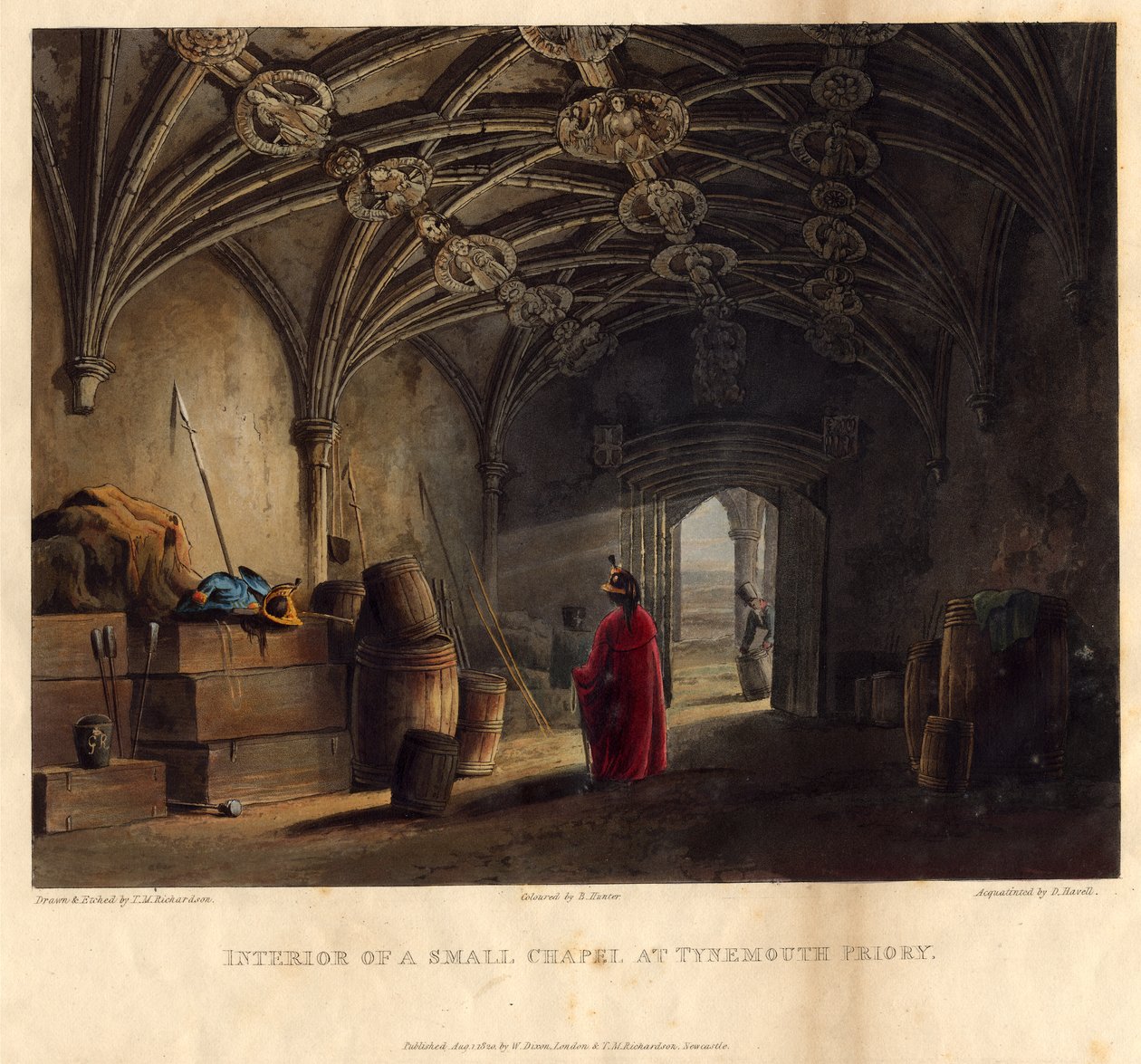 Interiér malé kaple v Tynemouth Priory, 1820 od Thomas Miles Richardson